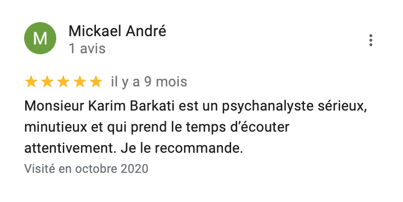 Avis psychanalyste Paris Mickaël André