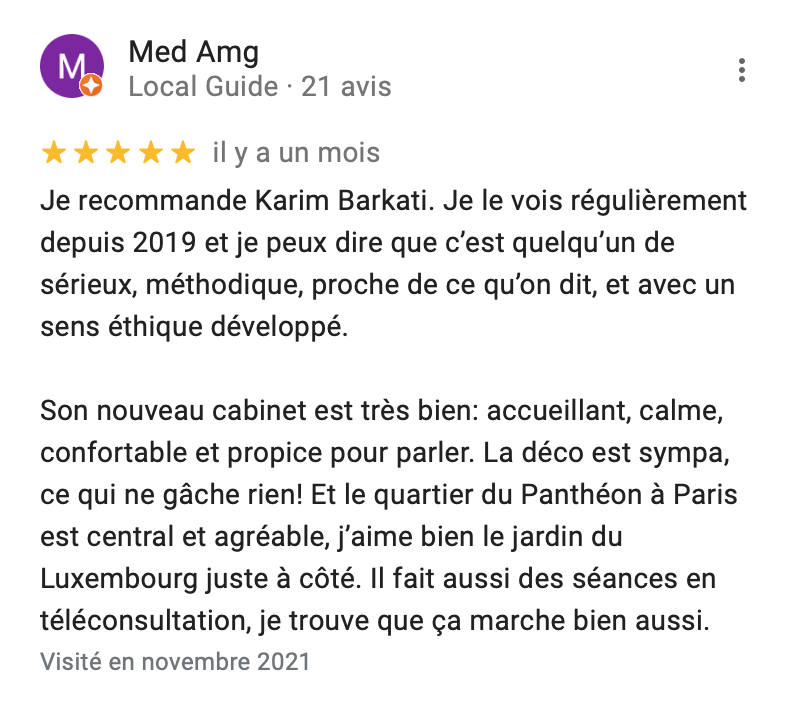 Avis psy Paris - Med Amg